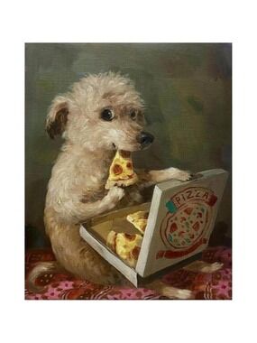Alison Friend - RARE ORIGINAL PIZZA LOVER - Dog Art Print LIMITED EDITION